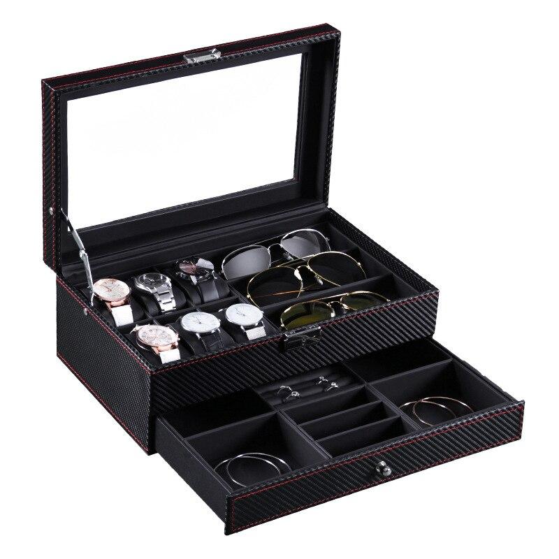 coffret montre en carbone 6 slots