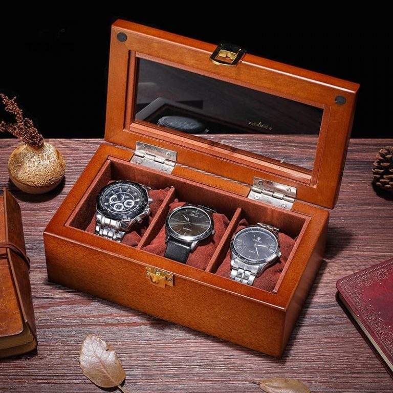 boite de rangement de montres en bois 3 slots