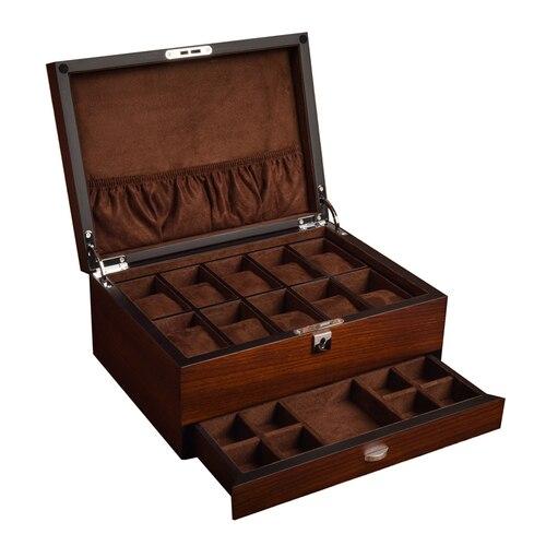 coffret montre en bois avec poche 10 slots