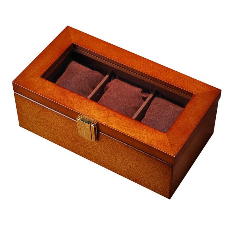 boite de rangement de montres en bois 3 slots