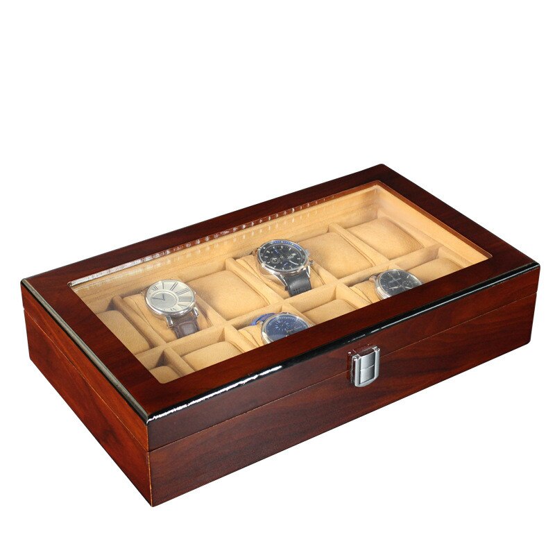 boite a montre en bois de rangement 12 slots